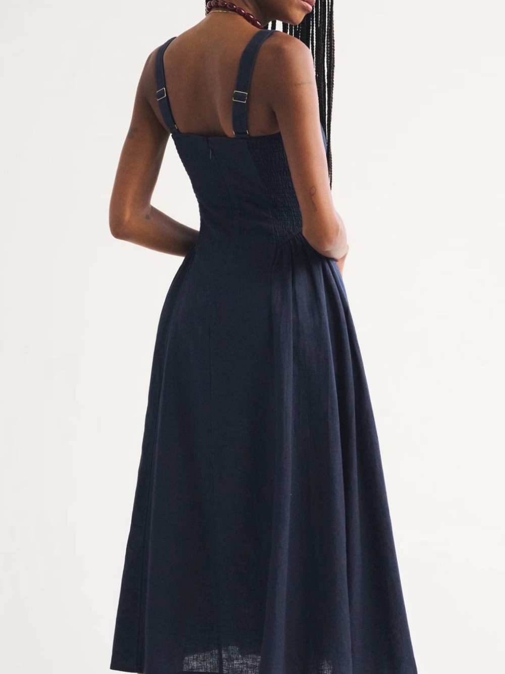 Abercrombie & Fitch Linen-Blend Bra-Free Dylan Midi Dress Size Small - Picture 2 of 4